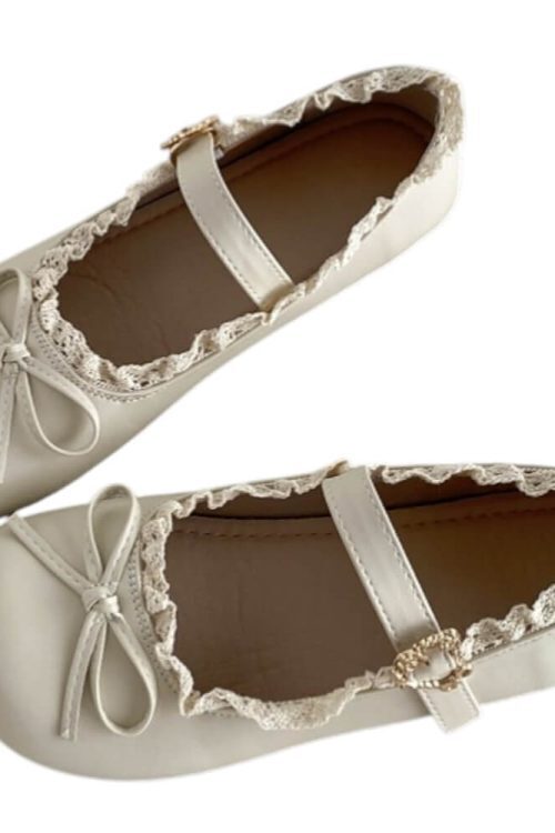 Coquette Lace Trim Mary Jane Flats