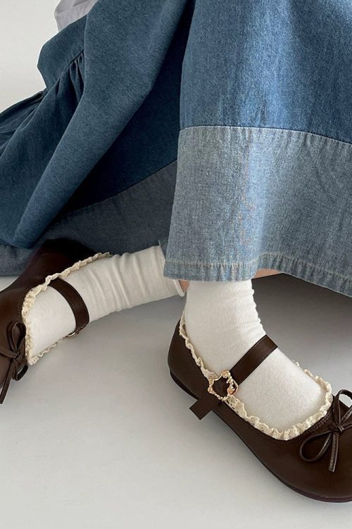 Coquette Lace Trim Mary Jane Flats