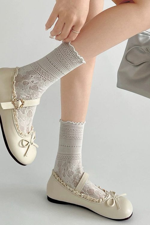 Coquette Lace Trim Mary Jane Flats