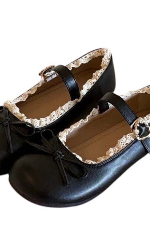 Coquette Lace Trim Mary Jane Flats