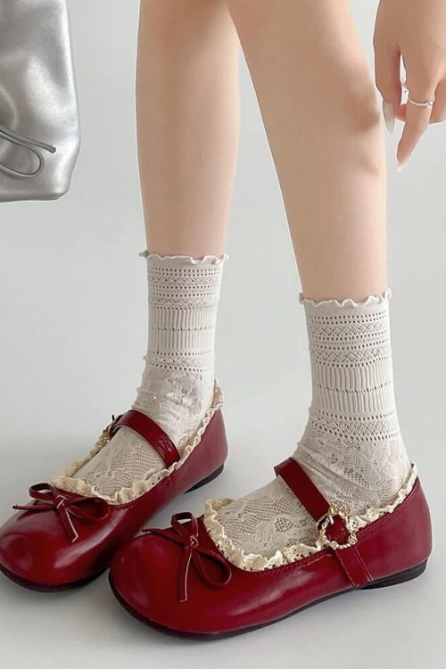 Coquette Lace Trim Mary Jane Flats