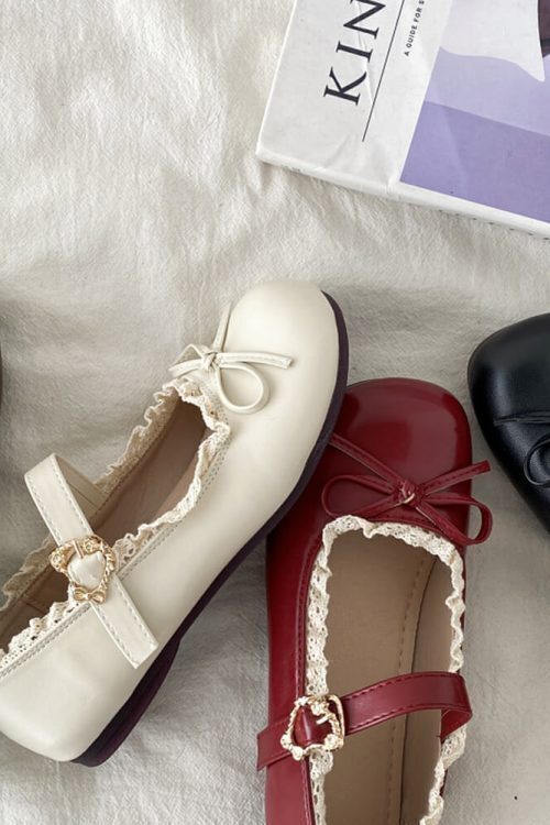Coquette Lace Trim Mary Jane Flats