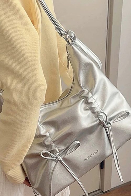 Coquette Ruched Bow Shoulder Bag