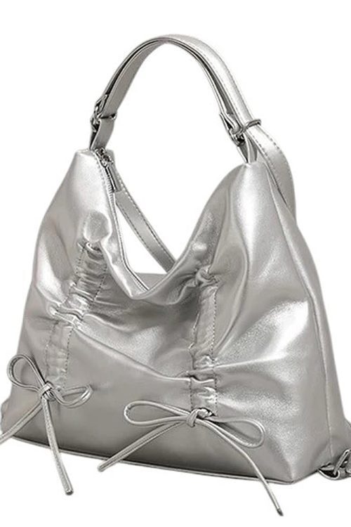 Coquette Ruched Bow Shoulder Bag