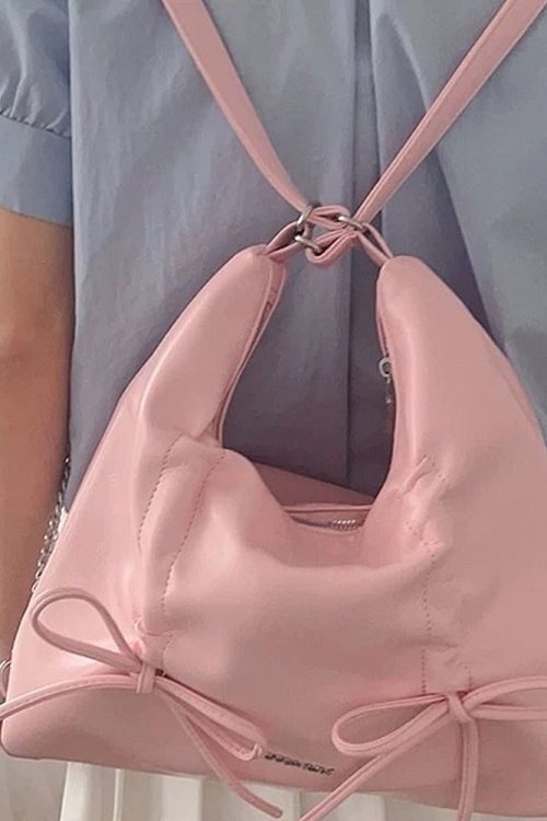 Coquette Ruched Bow Shoulder Bag