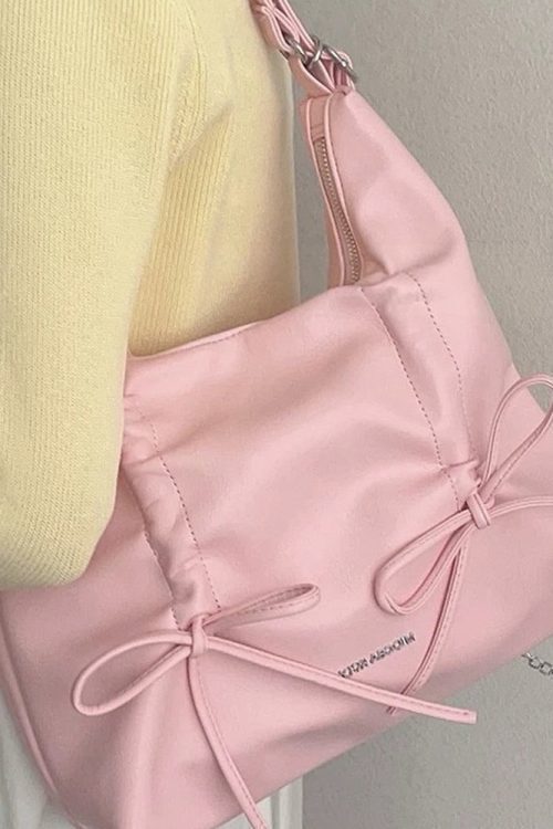 Coquette Ruched Bow Shoulder Bag