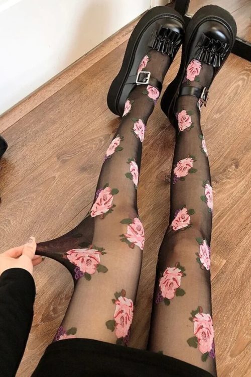 Cottagecore Rose Sheer Tights