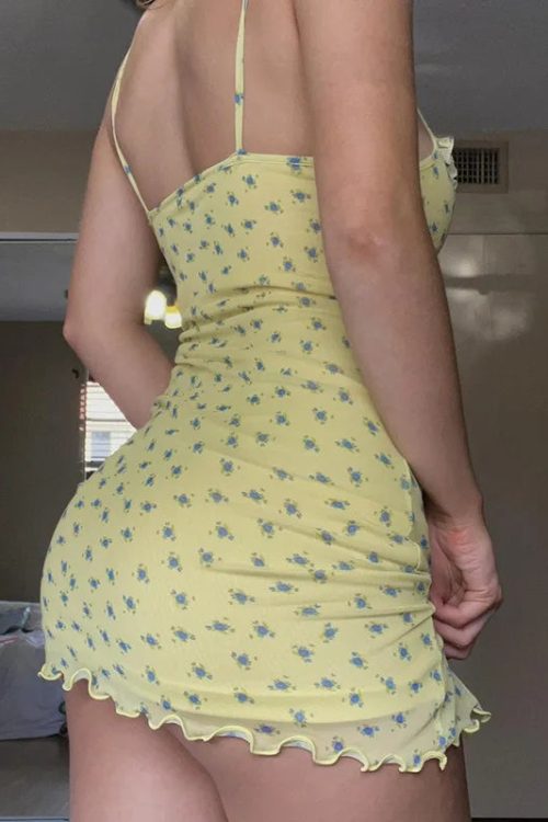 Cottagecore Ruched Mini Dress