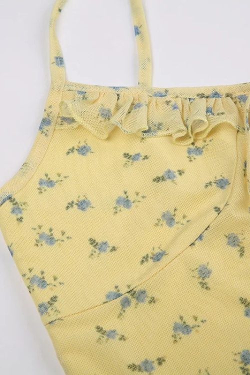 Cottagecore Ruched Mini Dress