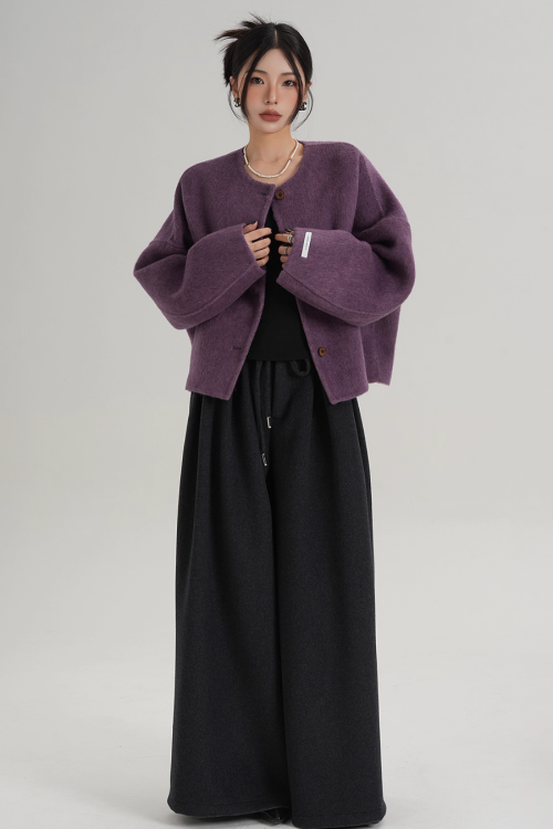 Crew Neck Knit Cardigan