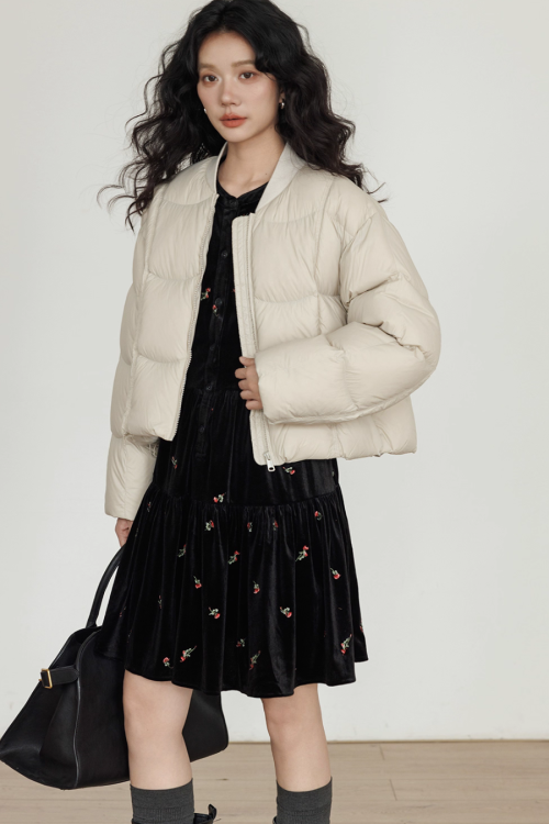 Crew Neck Short Puff Jacket