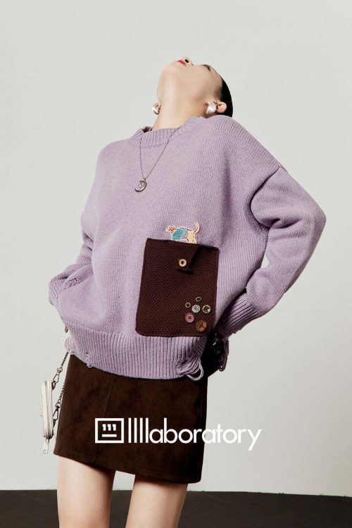 Damage Loose Knit Top / A-Line Mini Skirt
