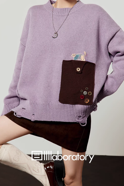 Damage Loose Knit Top / A-Line Mini Skirt