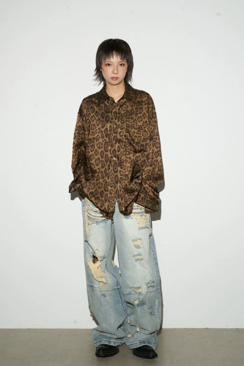 Damage Wide Leg Denim Pants
