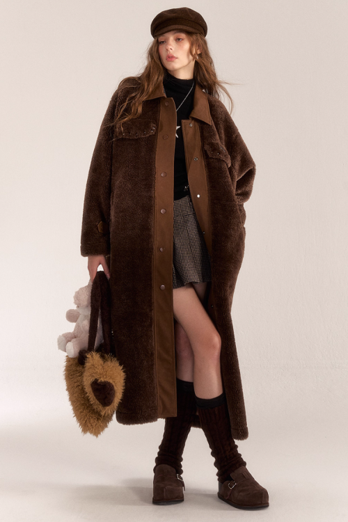 Denim Shearling Casual Coat