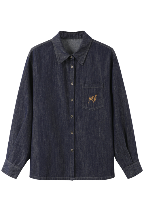 Denim Shirt / Wide Denim Pants / Shoulder-Carry Top
