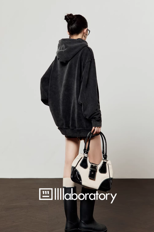 Dog Print Retro Hoodie / Pink Mini Skirt