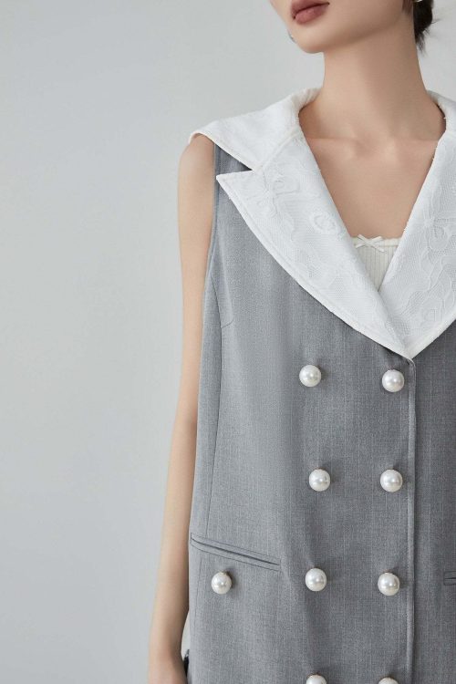 Double-Button Flare Mini Dress
