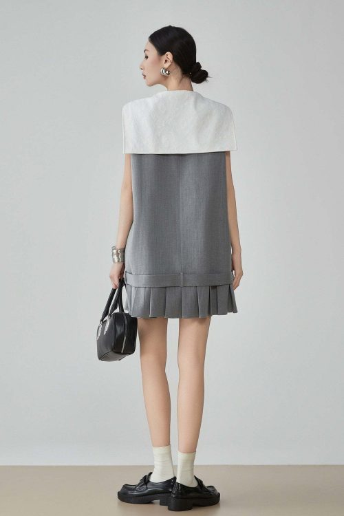 Double-Button Flare Mini Dress