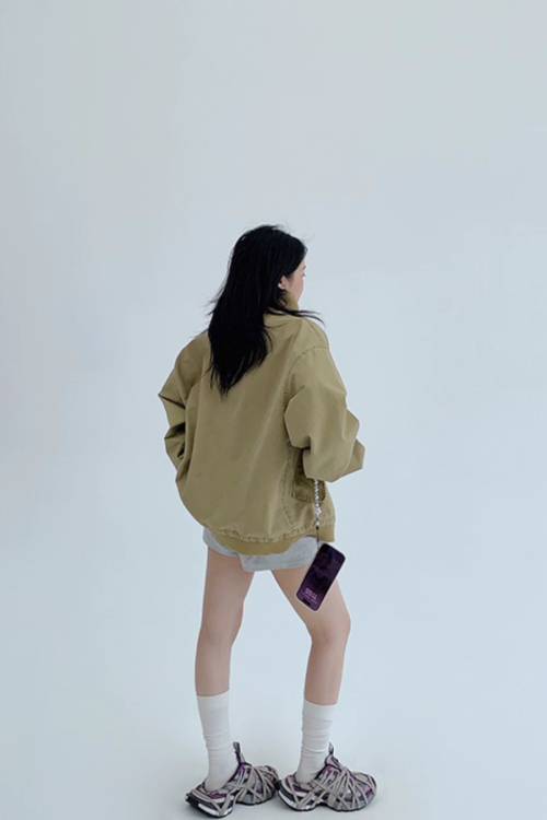 Double Zipper Stand Collar Jacket