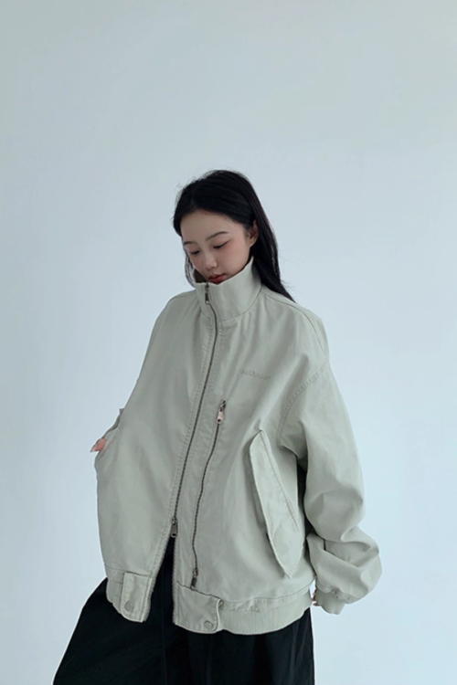Double Zipper Stand Collar Jacket