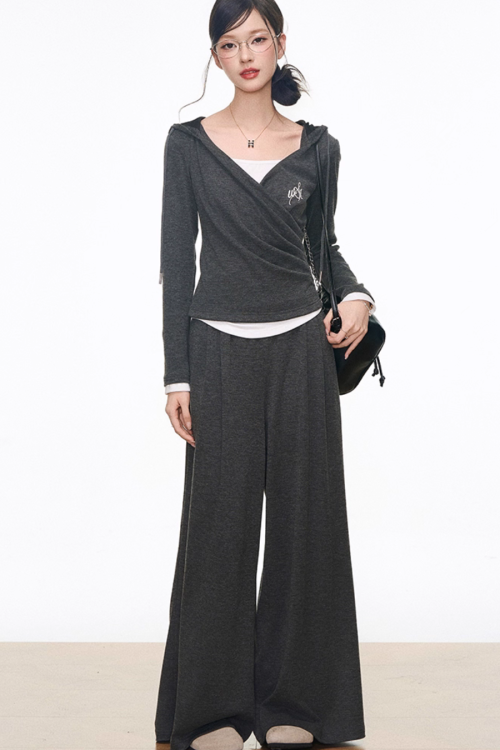 Drape Hood Top / Long Loose Skirt / Wide Pants