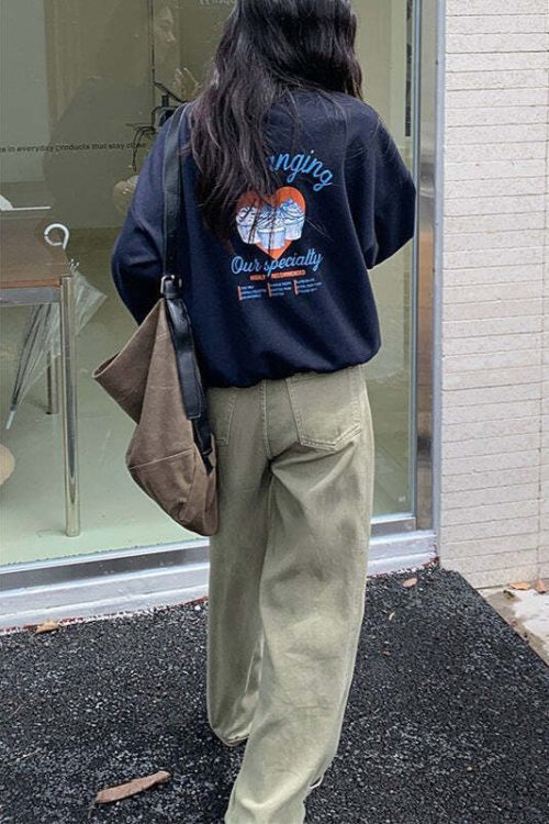 Edgy High Waist Cargo Wide Leg Curved Jeans