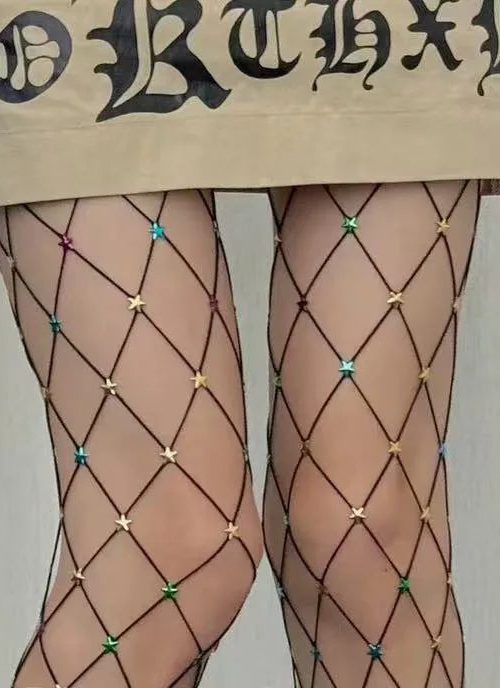 Embellished Stars Fishnet Tights