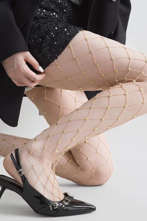 Embellished Stars Fishnet Tights