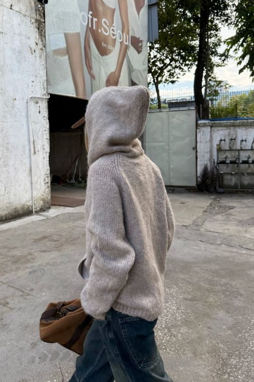 Embroidered Hood Knit Jacket