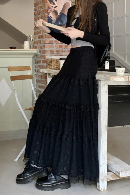 Fairy Lace Patchwork Maxi Skirt