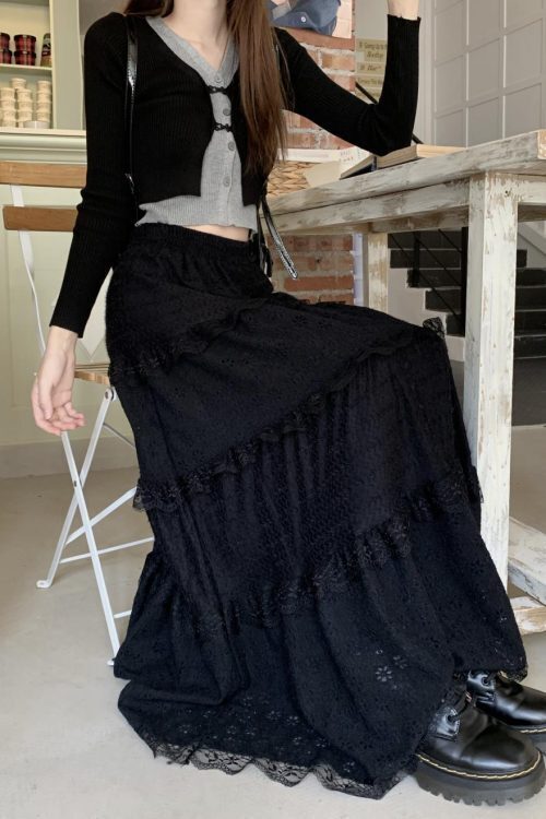 Fairy Lace Patchwork Maxi Skirt
