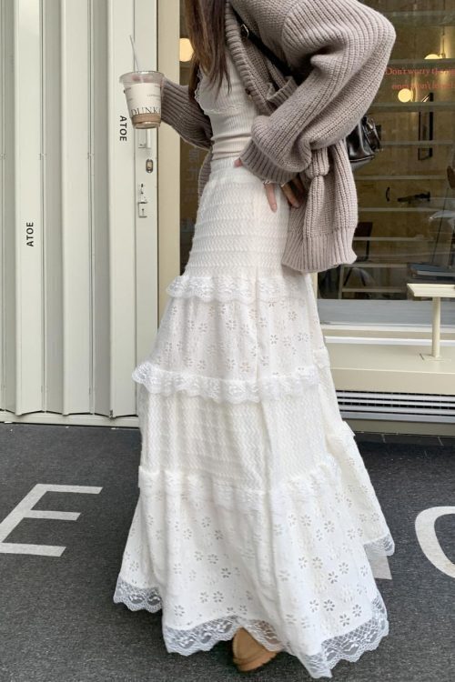 Fairy Lace Patchwork Maxi Skirt