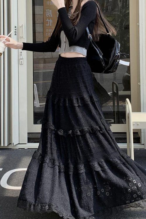 Fairy Lace Patchwork Maxi Skirt