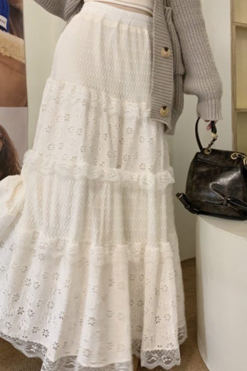 Fairy Lace Patchwork Maxi Skirt