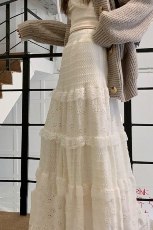 Fairy Lace Patchwork Maxi Skirt