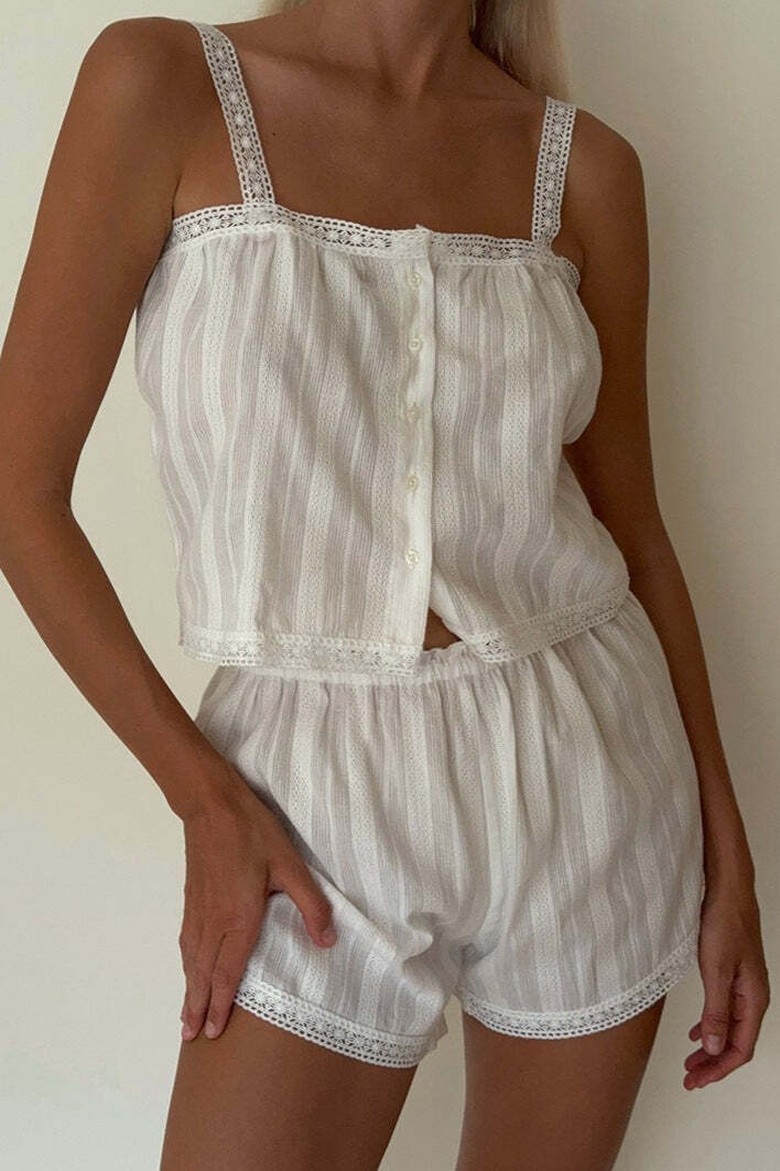 Fashion Cotton Cami Shorts Two Piece Set