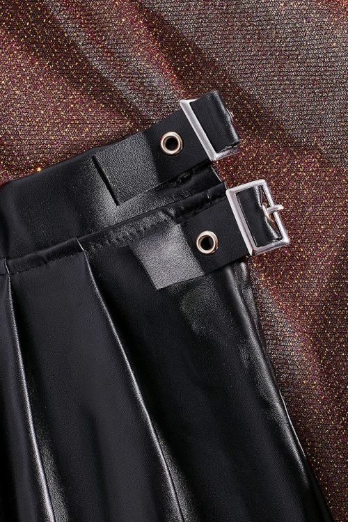 Faux Leather Pleated Micro Skirt