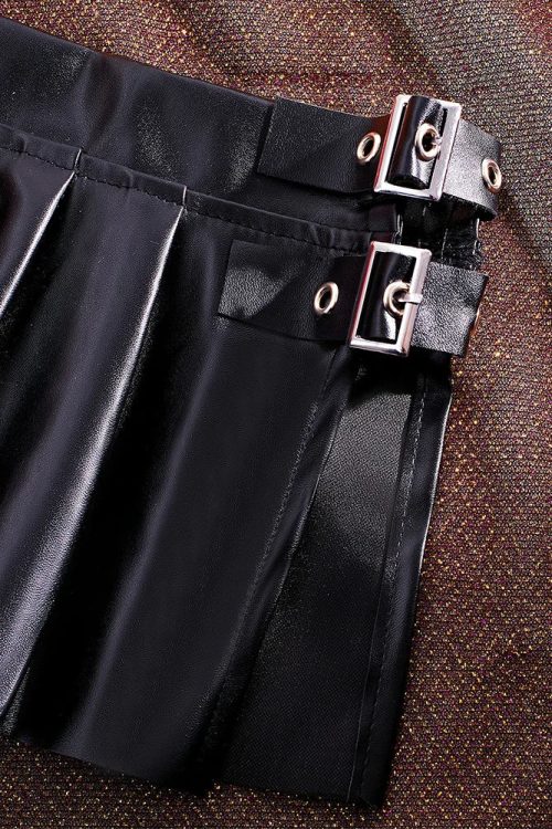Faux Leather Pleated Micro Skirt
