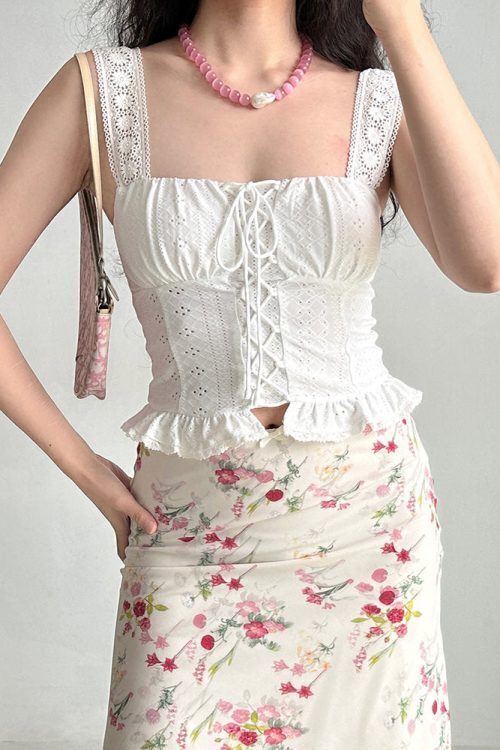 Flirty Babe Lace Up Corset Top