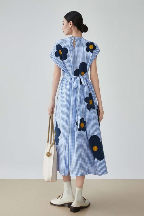 Floral Plaid Short-Sleeve Shirt Dress