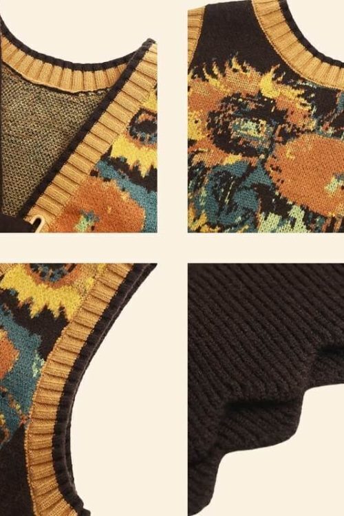 Floral Tie Front Knit Vest