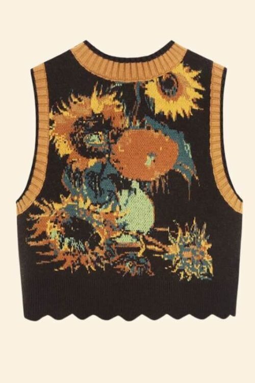 Floral Tie Front Knit Vest