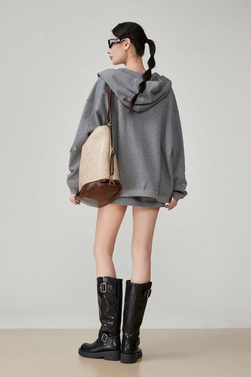 Flower Handmade Zip-Up Hoodie / Camisole / Mini Skirt
