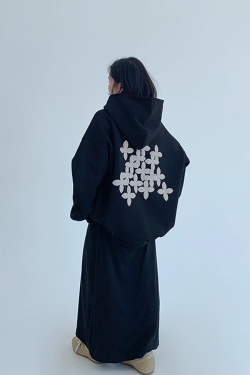 Flower Motif Sweatshirt Hoodie