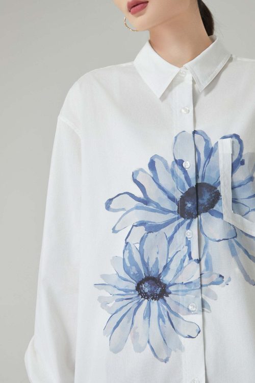Flower Print Long-Sleeve Shirt