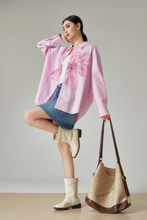 Flower Print Long-Sleeve Shirt