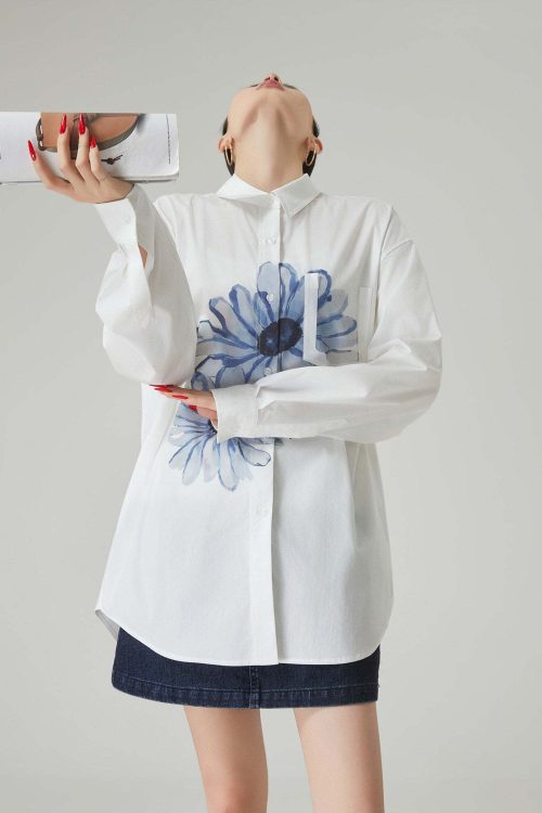 Flower Print Long-Sleeve Shirt