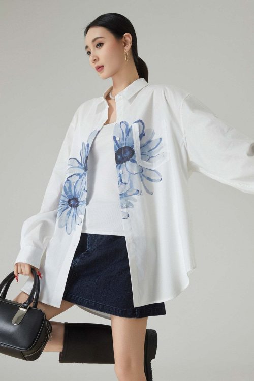 Flower Print Long-Sleeve Shirt