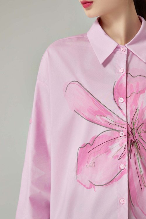 Flower Print Long-Sleeve Shirt